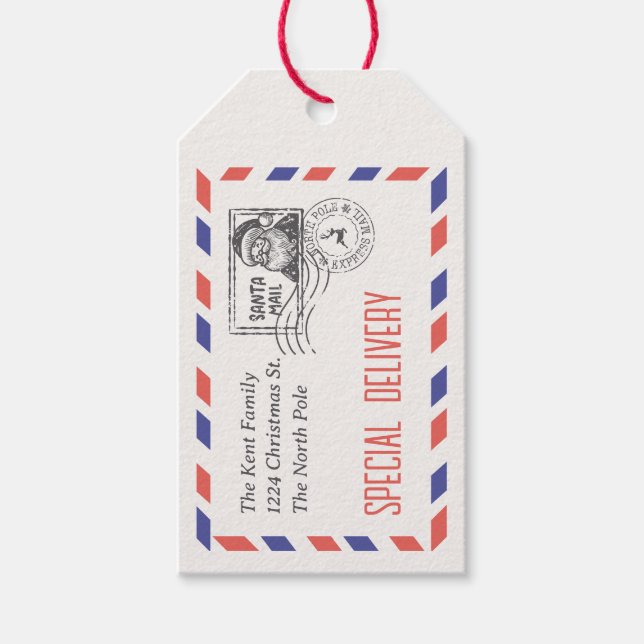 Jultomten Speciellt leveranse-postmeddelande Presentetikett (Framsidan)