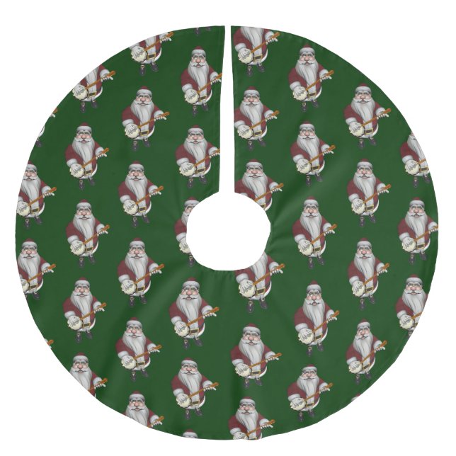 Jultomten Spela Banjo Julgransmatta Borstad Polyester (Framsidan)