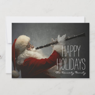 Jultomten Spela Clarinet Julkort