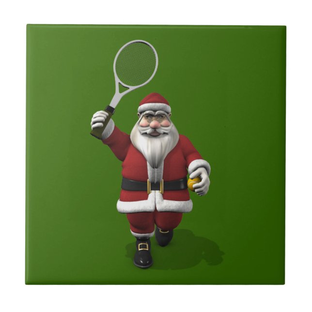 Jultomten Spela tennis Kakelplatta (Framsidan)