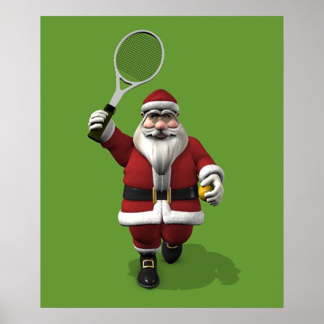 Jultomten Spela tennis Poster (Framsidan)