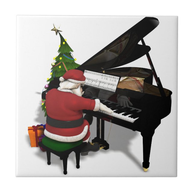 Jultomten Spelande Piano Kakelplatta (Framsidan)