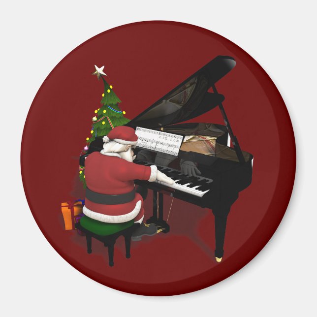Jultomten Spelande Piano Magnet (Framsidan)