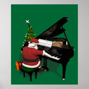 Jultomten Spelande Piano Poster