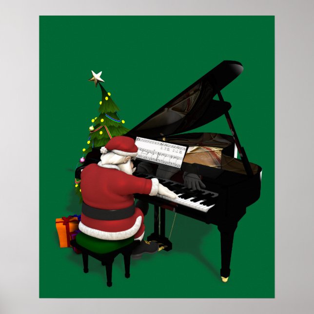 Jultomten Spelande Piano Poster (Framsidan)
