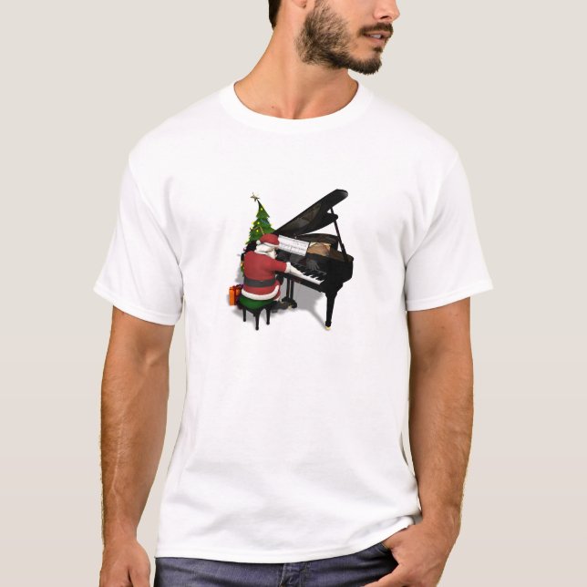 Jultomten Spelande Piano Tee Shirt (Framsida)