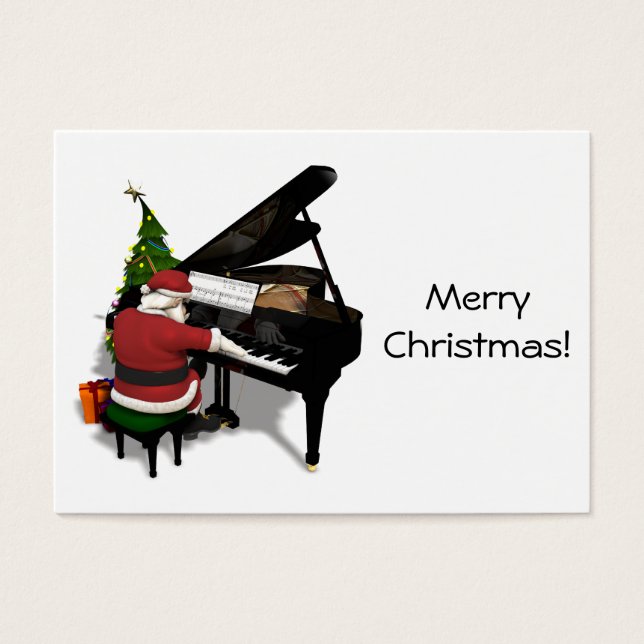 Jultomten Spelande Piano Visitkort (Framsidan)