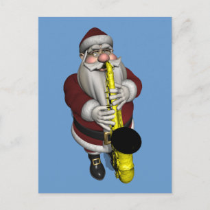 Jultomten Spelande saxofon Helg Vykort
