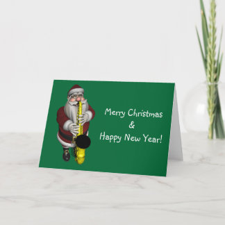 Jultomten Spelande saxofon Helgkort