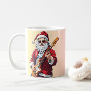 Jultomten spelar en gitarr kaffemugg