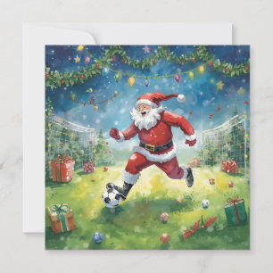Jultomten spelar fotboll i jul Fält Kort