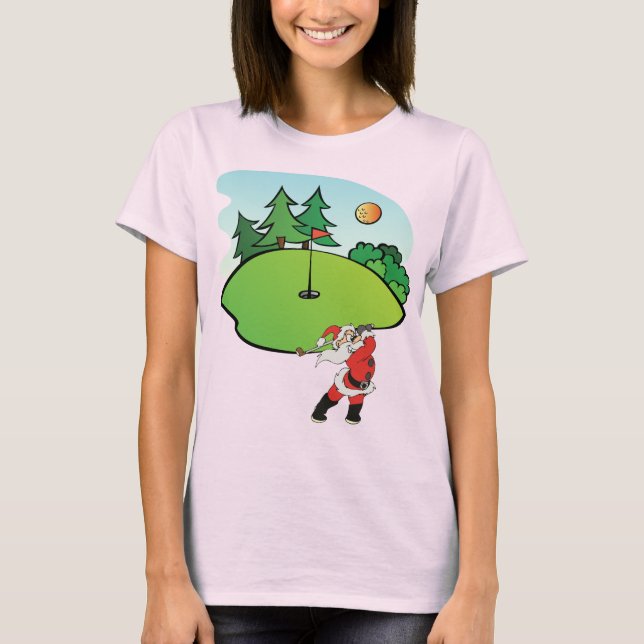 Jultomten spelar golf på 9:e hål t shirt (Framsida)