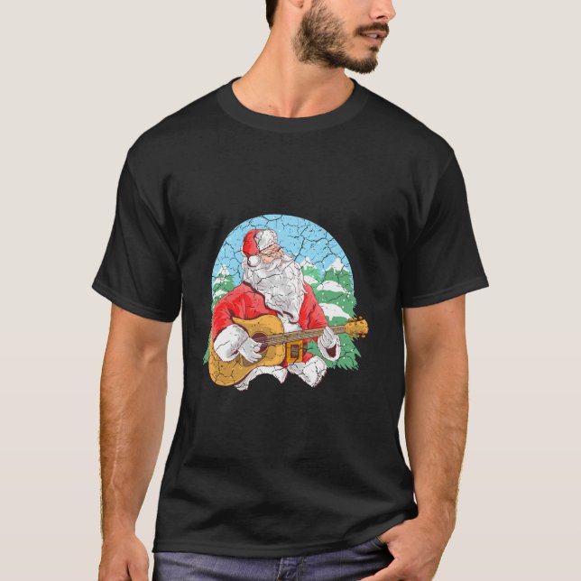 Jultomten spelar Guitar Coola Pappa jul L T Shirt (Framsida)