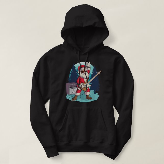 Jultomten spelar Guitar Funny Sten jul Mu Hoodie (Design framsida)