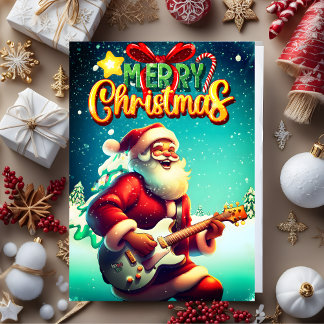 Jultomten spelar Guitar Vintage God jul Julkort