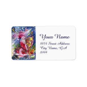 JULTOMTEN SPELAR HARP I MOONLIGHT-Julen Adressetikett