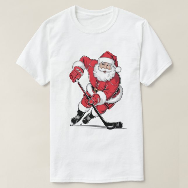 Jultomten Spelar Hockey T Shirt (Design framsida)