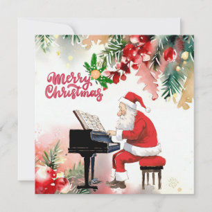 Jultomten spelar Piano God jul Julkort