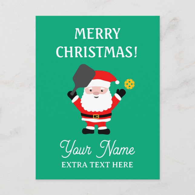 Jultomten spelar pickleball jul helg vykort (Framsida)