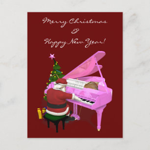Jultomten spelar Rosa Piano Helg Vykort
