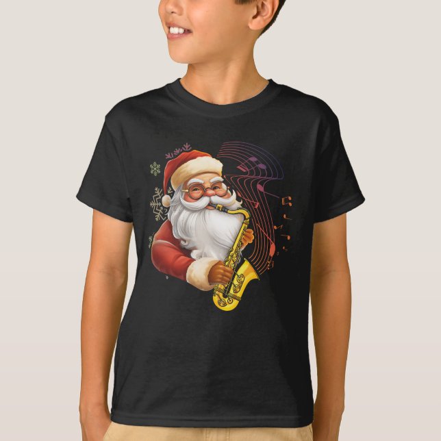 Jultomten spelar saxofone Musical Chr T Shirt (Framsida)