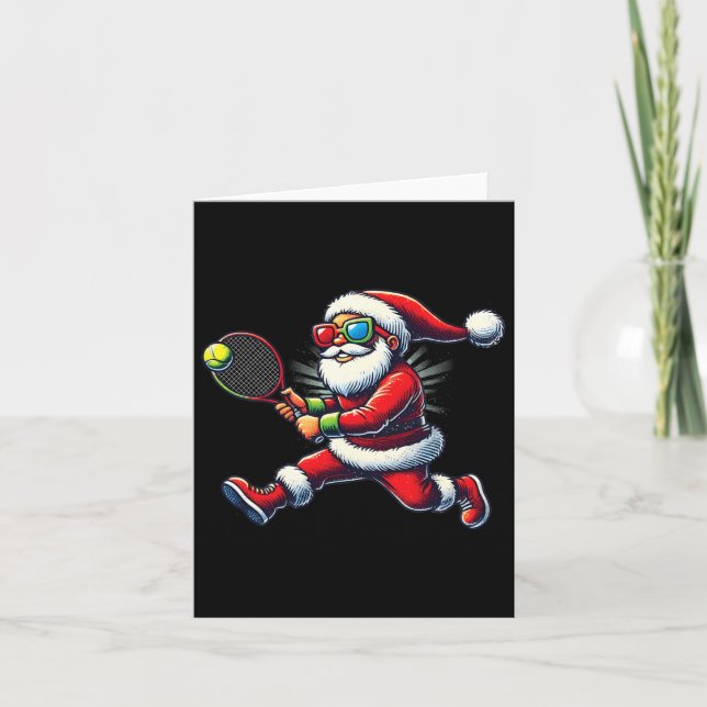 Jultomten spelar tennis Game Tennis Racket Chri Kort (Framsida)