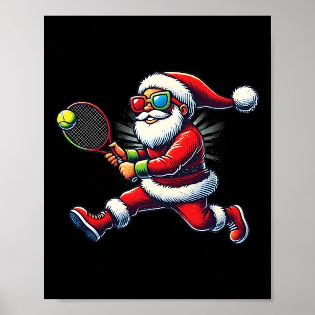 Jultomten spelar tennis Game Tennis Racket Chri Poster (Framsidan)