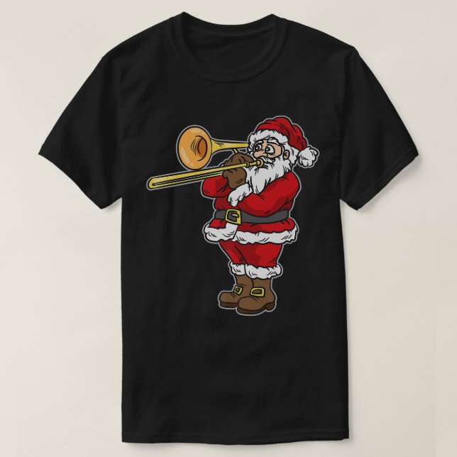 Jultomten spelar trombone för julpremie t shirt (Design framsida)