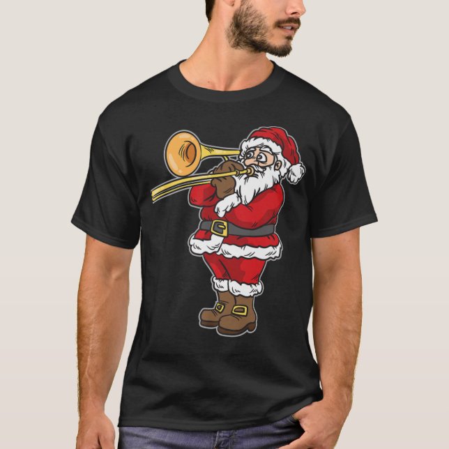 Jultomten spelar trombone i julklapp t shirt (Framsida)