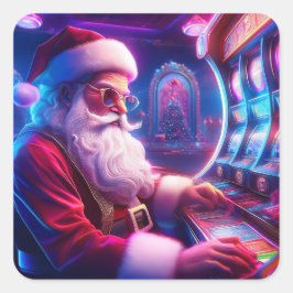 Jultomten spelar upp platser vid kasinot fyrkantigt klistermärke