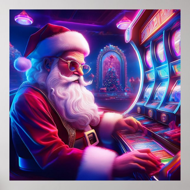 Jultomten spelar upp platser vid kasinot poster (Framsidan)