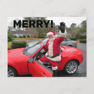 JULTOMTEN SPORTSCAR CHRISTMAS-vykort Vykort