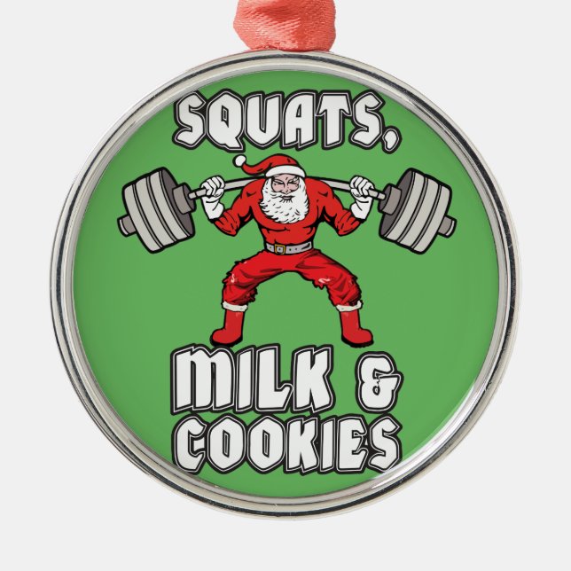 Jultomten - Squats, Mjölk och Cookies Julgransprydnad Metall (Framsidan)