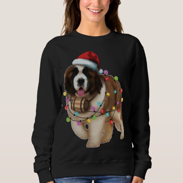 Jultomten, St Bernard, Saint Julafton, Hund T Shirt (Framsida)