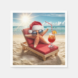 Jultomten Stafish på en Chaise Lounge Pappersservett