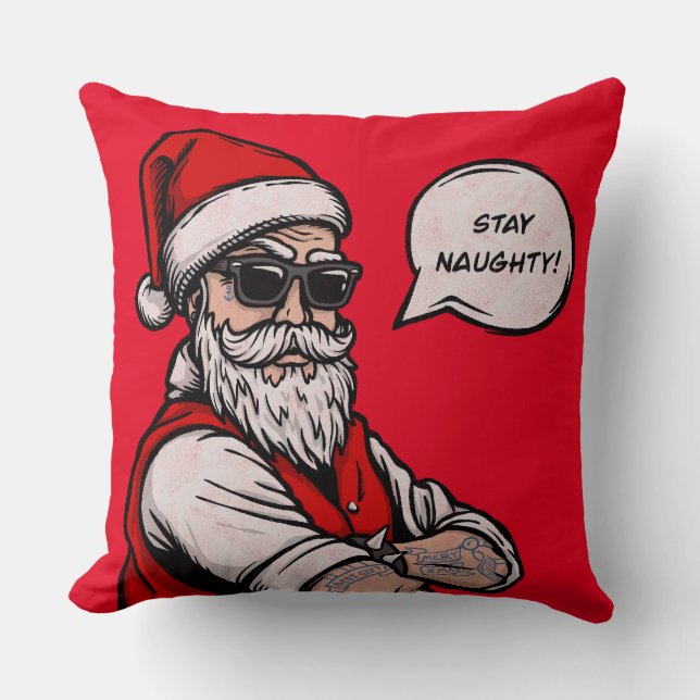 Jultomten Stanna vid Naughty Funny jul Kudde (Framsida)