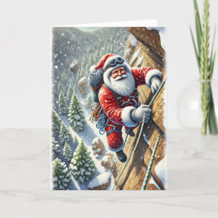 Jultomten Sten klättrar i bergsjulkort Helgkort