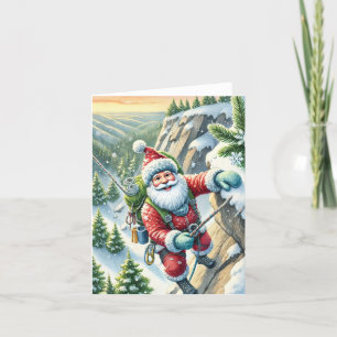 Jultomten Sten klättrar i bergsjulkort Helgkort
