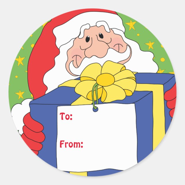 Jultomten Stickers. Anpassa. Runt Klistermärke (Framsida)