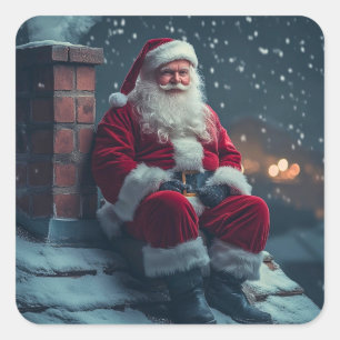 Jultomten Stickers Fyrkantigt Klistermärke