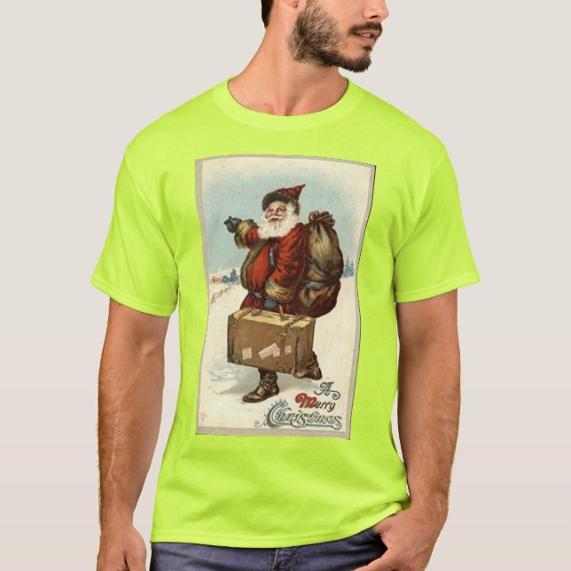 Jultomten Suitcase-vykort T Shirt (Framsida)