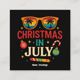 Jultomten Sunglass Beach-julen i juli Fyrkantigt Visitkort