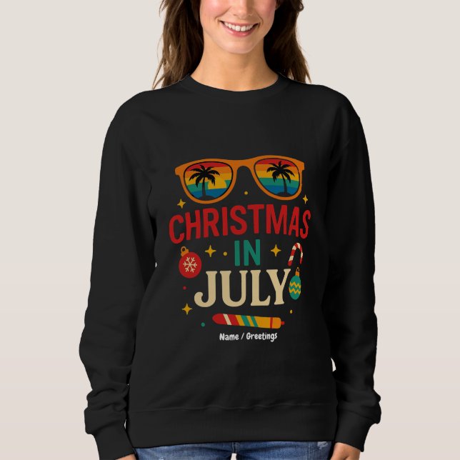 Jultomten Sunglass Beach-julen i juli T Shirt (Framsida)