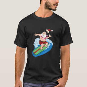 Jultomten Surfing Hawaiian Summer Funny Christma T Shirt