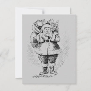 Jultomten Svart och vit illustration Inbjudningar
