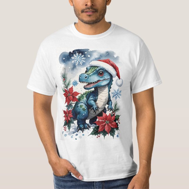 Jultomten T-Rex Santa T Shirt (Framsida)