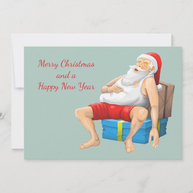 Jultomten tar en liten titt julkort (Framsida)