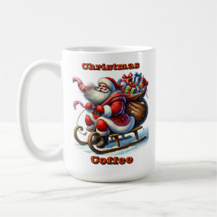 Jultomten tar med sig gåvor kaffemugg