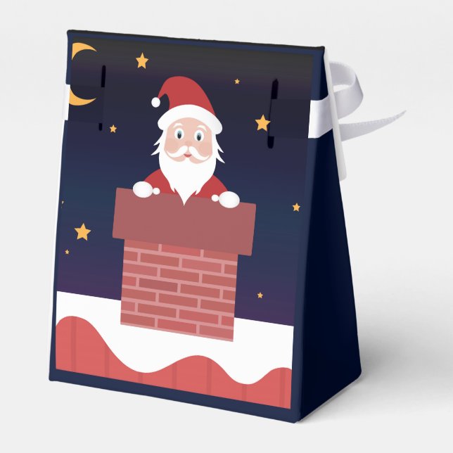 Jultomten tecknad Julafton natt ner på Skorsten Presentaskar (Baksidan Sidan)