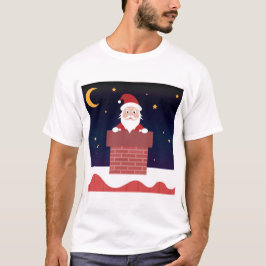 Jultomten tecknad Julafton natt ner på Skorsten T Shirt